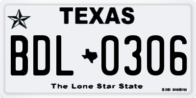 TX license plate BDL0306