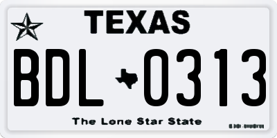 TX license plate BDL0313