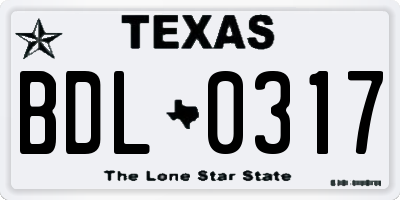 TX license plate BDL0317