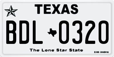 TX license plate BDL0320