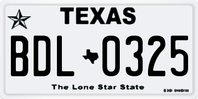 TX license plate BDL0325