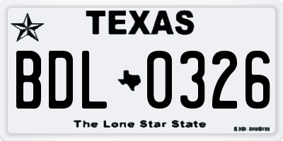TX license plate BDL0326