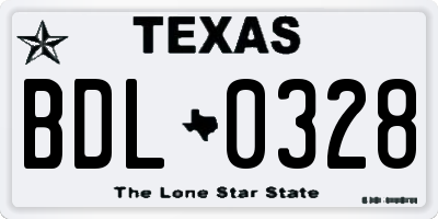 TX license plate BDL0328