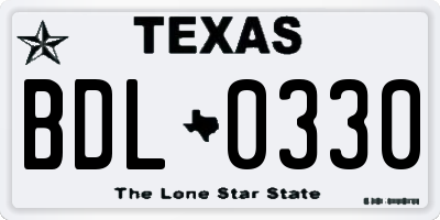TX license plate BDL0330