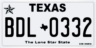TX license plate BDL0332