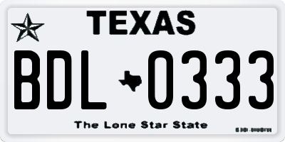TX license plate BDL0333