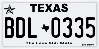 TX license plate BDL0335