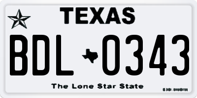TX license plate BDL0343