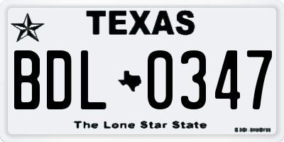 TX license plate BDL0347