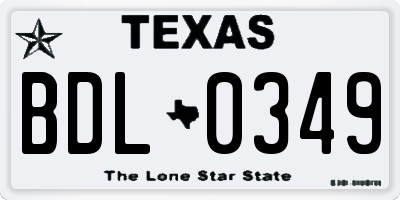 TX license plate BDL0349