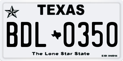 TX license plate BDL0350