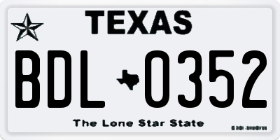 TX license plate BDL0352