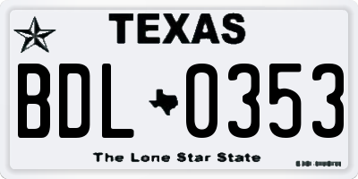 TX license plate BDL0353