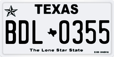 TX license plate BDL0355