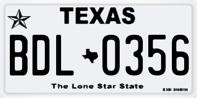 TX license plate BDL0356
