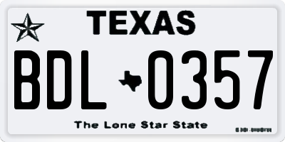 TX license plate BDL0357
