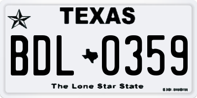 TX license plate BDL0359