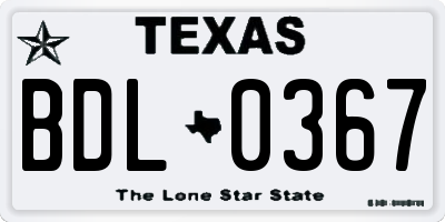 TX license plate BDL0367