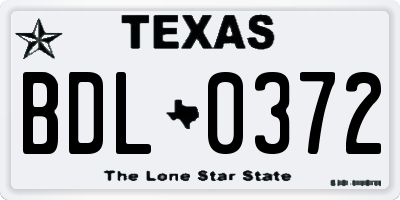 TX license plate BDL0372