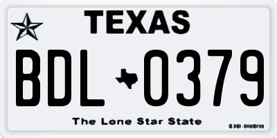 TX license plate BDL0379
