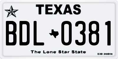 TX license plate BDL0381