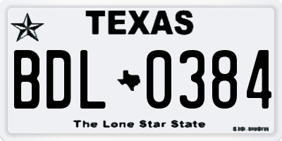 TX license plate BDL0384