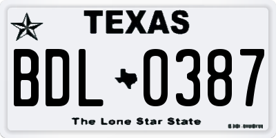 TX license plate BDL0387