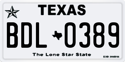 TX license plate BDL0389