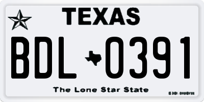 TX license plate BDL0391