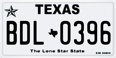 TX license plate BDL0396