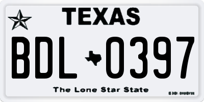 TX license plate BDL0397