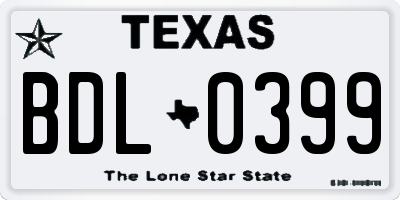 TX license plate BDL0399