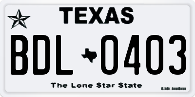 TX license plate BDL0403
