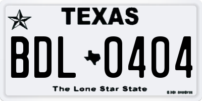 TX license plate BDL0404