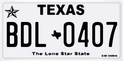 TX license plate BDL0407