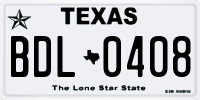 TX license plate BDL0408