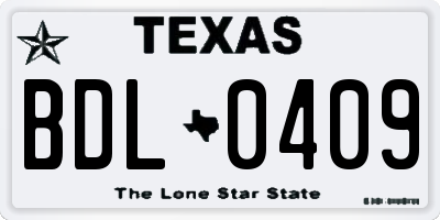 TX license plate BDL0409