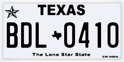 TX license plate BDL0410