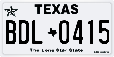 TX license plate BDL0415