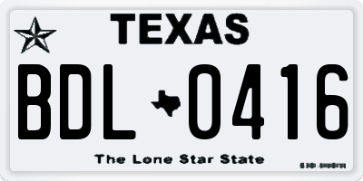 TX license plate BDL0416