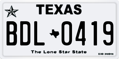 TX license plate BDL0419
