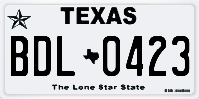 TX license plate BDL0423