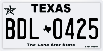 TX license plate BDL0425