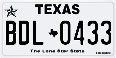 TX license plate BDL0433