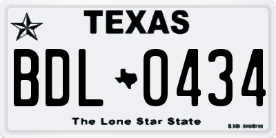 TX license plate BDL0434