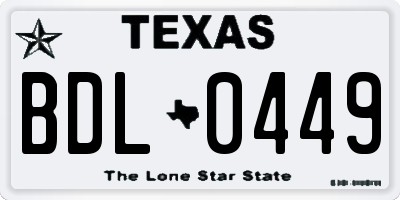 TX license plate BDL0449