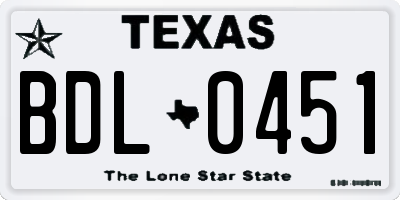 TX license plate BDL0451