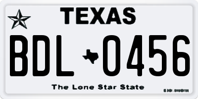 TX license plate BDL0456