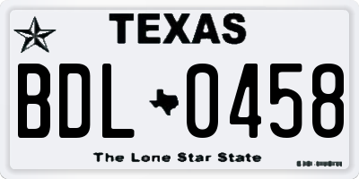 TX license plate BDL0458