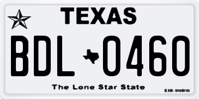 TX license plate BDL0460